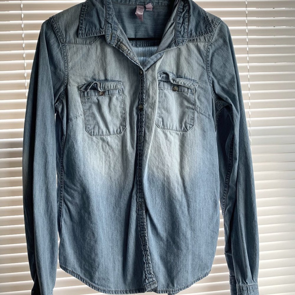 Denim Button Up - light wash, small, Dolled Up